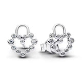 925 sterling silver sparkling herbarium cluster heart halo stud earrings for women
