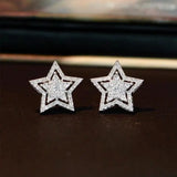 Silver color star crystal stud earrings for women, geometric HSF Marketplace jewelry accessory