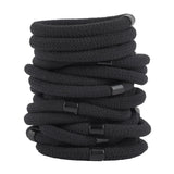 10Pcs/Bag Black Flocked Hair Ties Basic Elastic Hair Bands Soft No Damage Hair Rubber Ponytail Holders
