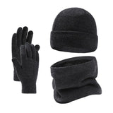 Men's warm knit beanie hat, scarf and gloves winter set in coordinated design