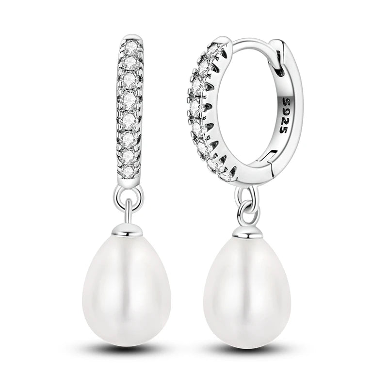 925 sterling silver hoop earrings with zirconia accents, hypoallergenic jewelry for women and girls