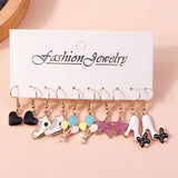 Cute donut resin dangle earring set, 10-piece jewelry collection in assorted colorful designs