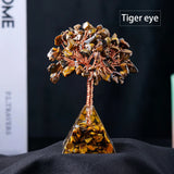 1pc Natural Crystal Tree Ornament Resin Pyramid Base Crystal Crushed Stone Fortune Tree Home Office Decoration Holiday Gift