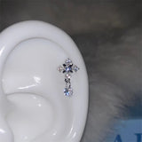 Silver wing 316L stainless steel ear bone nail with rhinestones, HSF Marketplace jewelry for women