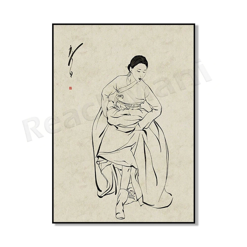 Korean hanbok canvas poster, K-culture wall art for Asian home decor by HSF Marketplace