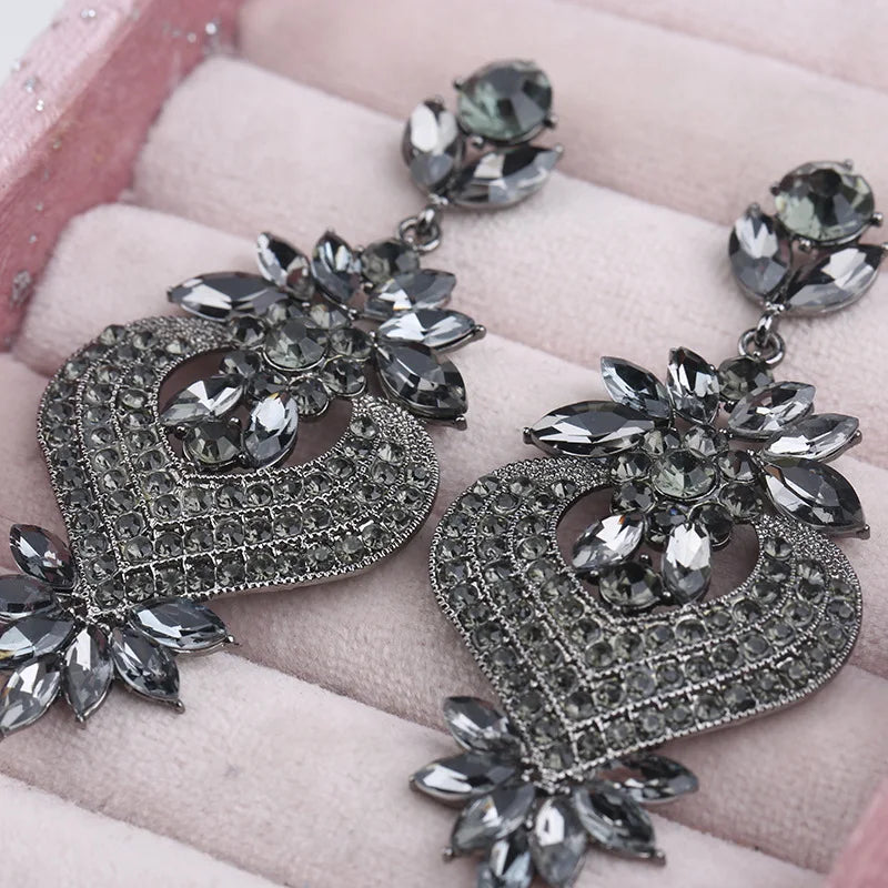 Chic champagne crystal chandelier earrings for women by HSF Marketplace