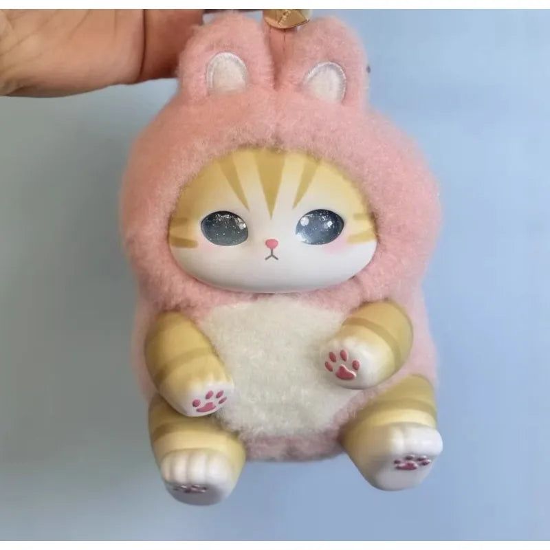 Mofusand cat vinyl plush blind box keyring, cute cartoon animal mini collectible figure ornament for bags