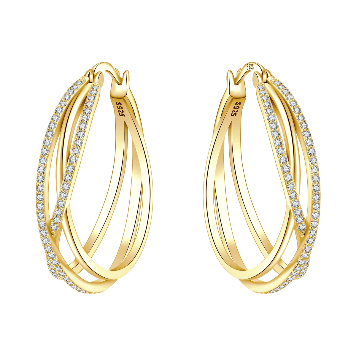 HSF Marketplace 925 sterling silver 18K gold plated cherry blossom butterfly hoop earrings, fashion jewelry for women