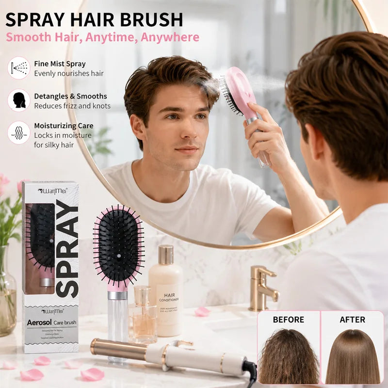 HSF Marketplace detangling spray hair brush with refillable water tank for hair styling