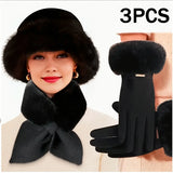 Winter Warmth plush hat, gloves, and scarf set by HSF Marketplace for cozy cold-weather comfort