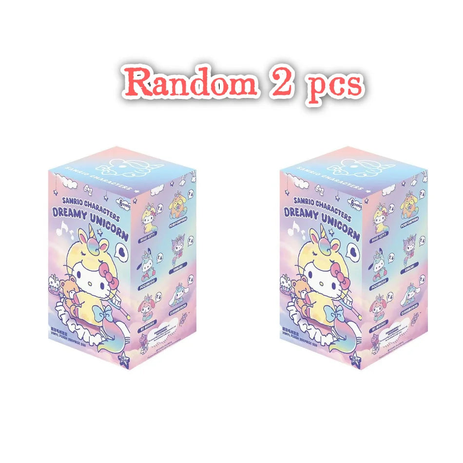 Sanrio Dream Unicorn Series vinyl plush blind box featuring Hello Kitty and Kuromi pendant bag ornaments