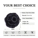 Black embellished human hair claw ponytail extension bun wig for women