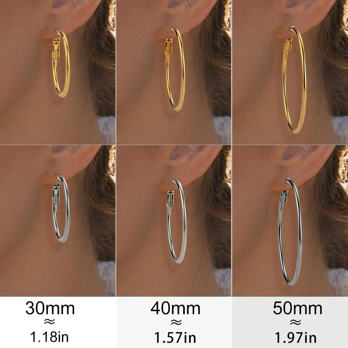 HSF Marketplace gold metal hoop earrings set for women, stylish lightweight jewelry
