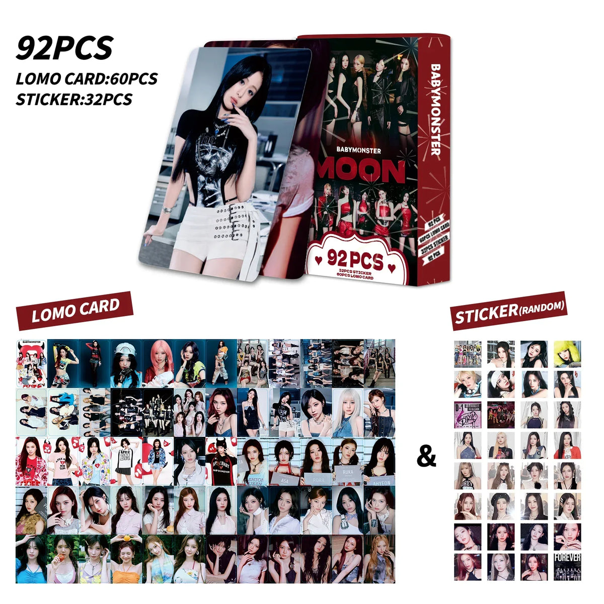 BAEMON Kpop photo card collection with stickers, 92-piece K-Culture merch set by HSF Marketplace