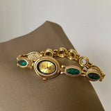 New Colored Gemstones Ladies Watch Elegant Luxury Quartz Watch Gift Oval Wristwatch