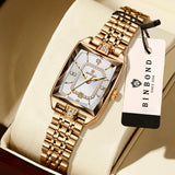 BINBOND Zircon Luxury Reloj Original Waterproof Sturdy Auto Date Women's Watches Ladies Wristwatch Quartz Watch For Women