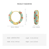 Flower cloisonné hoop earrings for women in a bohemian style, featuring colorful floral enamel details