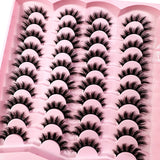 20pairs 5D Fluffy Eyelashes D Curl Lashes Thick Cat Eye Lashes Soft Wispy 8D Volume Fake Eyelash Extension Makeup