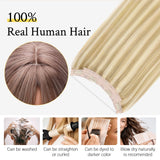 Sunmofavo Halo Hair Extensions in golden blonde Remy human hair with transparent wire and anti-slip clips