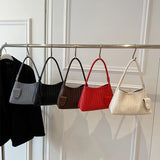 Korean woven shoulder bag for women, stylish versatile handbag with textured woven design