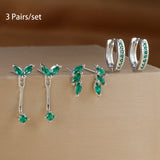3 pairs of stainless steel zircon little huggies hoop earrings set for women, including cartilage piercing jewelry