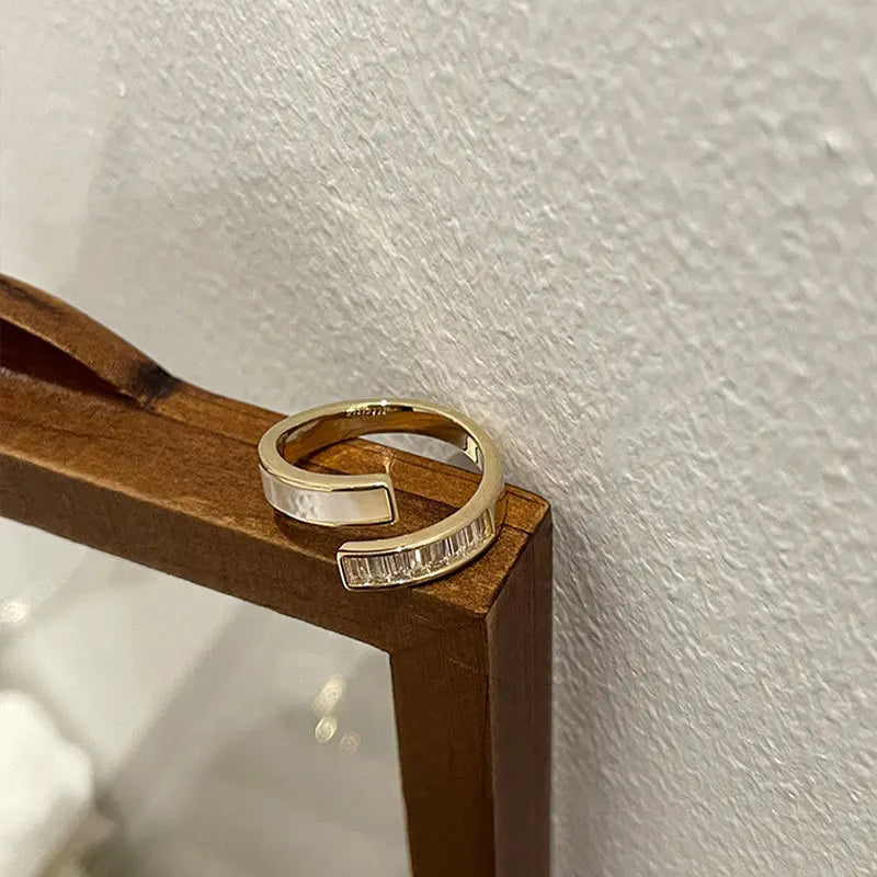 925 Sterling Silver Open Finger Ring Golden Enamel Donut Dazzling Geometric Punk For Women Jewelry Gift Dropship Wholesale