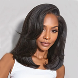 Yaki Straight  Human Hair   Wigs  Pre Cut 13x4 HD Lace Front Wig Bye Bye Knots 200% Density Human Hair Wig Pre Plucked With Baby