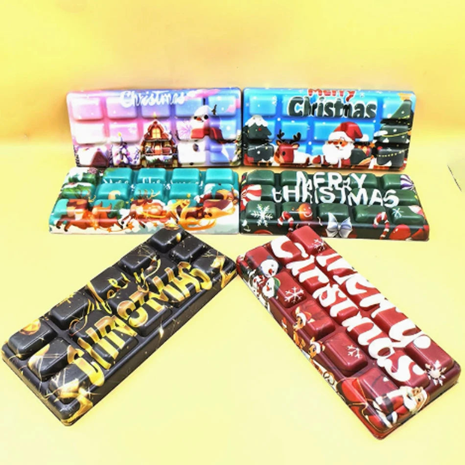 2026  Christmas Style Large Slab Chocolate Squishy PU Slow Rebound Multicolor Stress Relief Toy Wholesale Christmas Squish