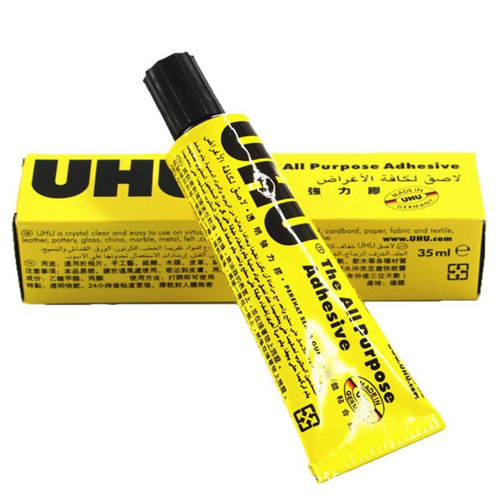 UHU 35ml All Purpose Glue Wig Install Adhesive Clear Strong Bond Lace Wig Toupee Hair Extension Fix Glue Cosplay Wig Styling