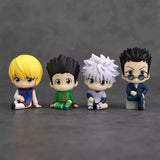 Hunter X Hunter Q-version chibi figures of Gon, Killua, Kurapika and Leorio sitting together, 4-piece set