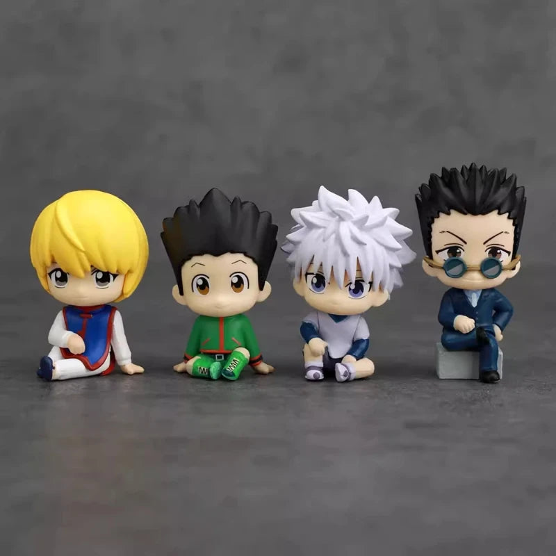 Hunter X Hunter Q-version chibi figures of Gon, Killua, Kurapika and Leorio sitting together, 4-piece set