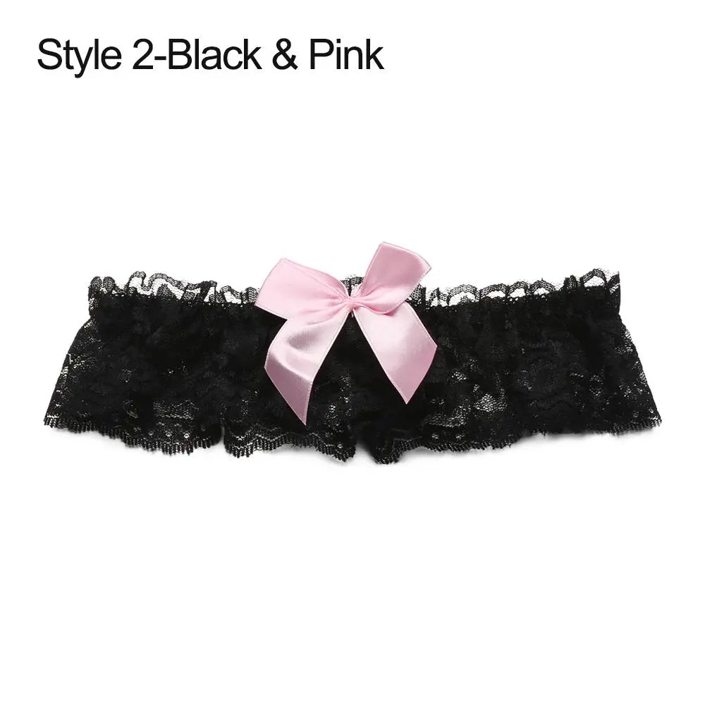 Women's lace bow leg ring garter belt by HSF Marketplace, bridal cosplay thigh loop lingerie accessory