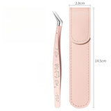 High precision stainless steel eyelash tweezer with leather case by HSF Marketplace