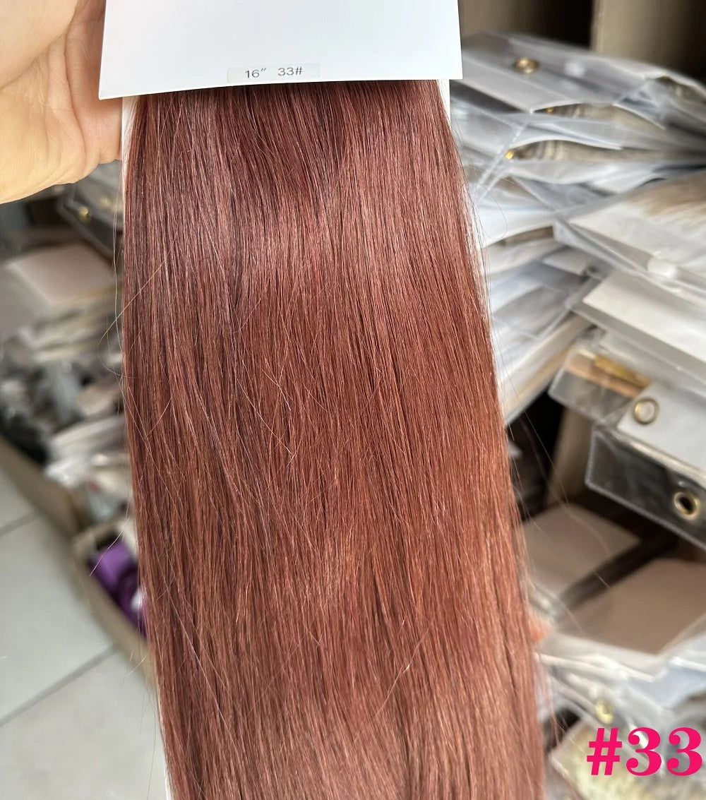 Chocola 16–18 inch Brazilian Remy hair ribbon ponytail clip-in, straight 100% human hair extension
