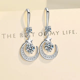 925 sterling silver dangle star moon earrings with sapphire gemstones by HSF Marketplace