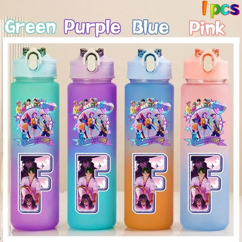 Kpop Demon Hunters gradient color water cup with straw, 750ml K-Culture merch by HSF Marketplace