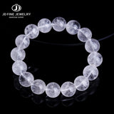 JD Natural Stone White Phantom Crystal Strand Bracelet Reiki Healing Crystal Jewelry Gift for Women Men Elastic Beaded Bracelet