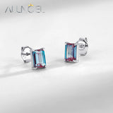 ALLNOEL square 1.35ct lab alexandrite 925 silver stud earrings with June color-changing birthstone gems