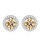 Tezzc moissanite stud earrings in 925 sterling silver with sparkling green, blue, pink, red, and black stones