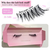 HSF Marketplace pre-glued half false eyelashes with soft clear band and wide adhesive strip, cat-eye style
