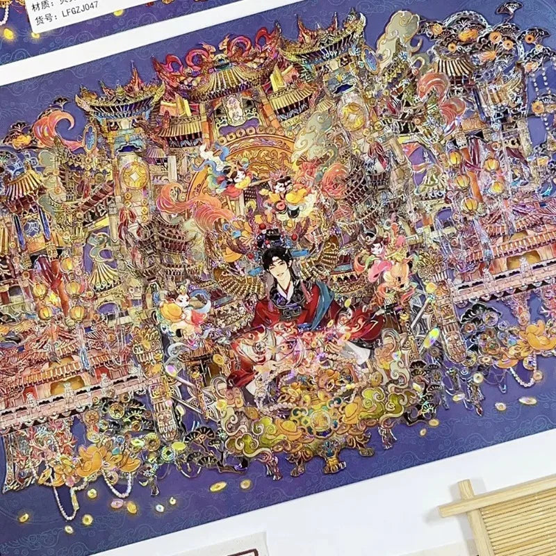 Nezha theme miniature scene sticker book for DIY crafts, HSF Marketplace sticker therapy set