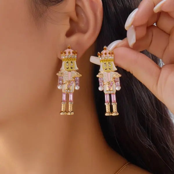Christmas pearl flower star bell dangle earrings for women by HSF Marketplace