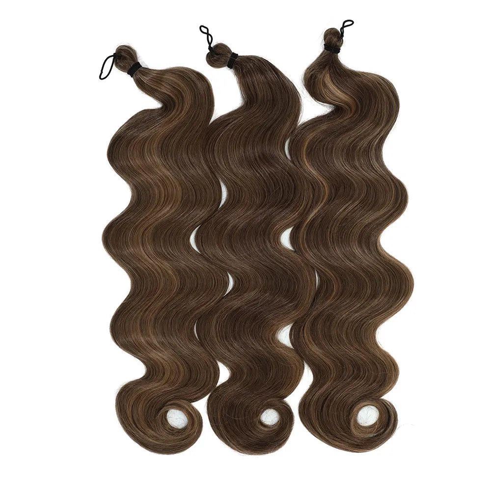 26 Inch Crochet Braid Hair 300G Synthetic Ombre Brown 27/30/613 Deep Wave Braiding Hair Extensions Body Wave Twist Crochet Hair