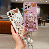 Pearl strap Love Bear phone holder case for iPhone models by HSF Marketplace