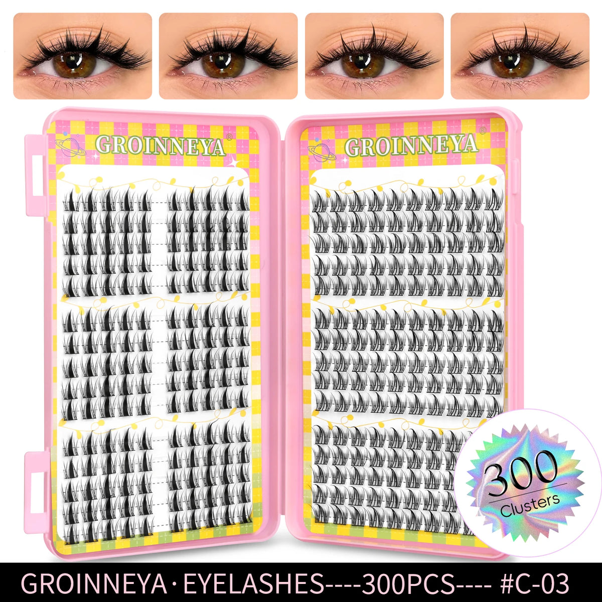 Natural Eyelash Clusters 320-piece volume mixed tray false eyelashes by HSF Marketplace
