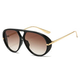 Oversized women's pilot sunglasses with double bridge, retro candy color gradient lenses, UV400 protection, stylish eyewear by HSF Marketplace.