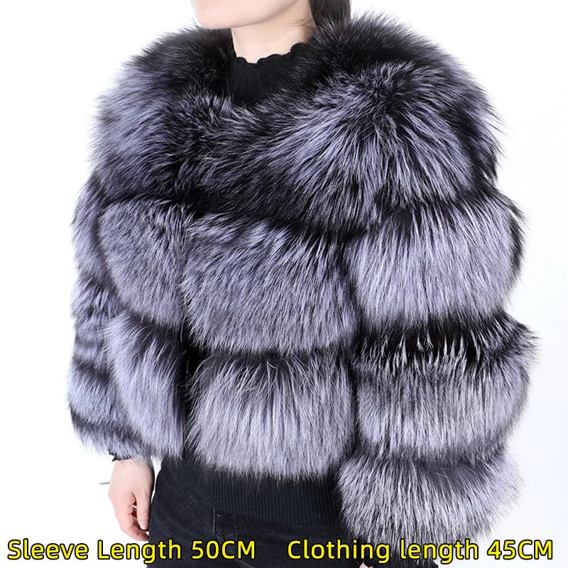 Women's luxury thick real raccoon fur coat in plus sizes by HSF Marketplace