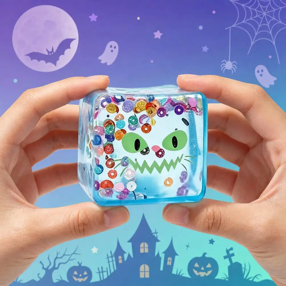 2026 New Luminous Halloween Spooky Squishy Cubes, Cartoon Characters Soft Squeeze ASMR Decompression Party Favor Gifts