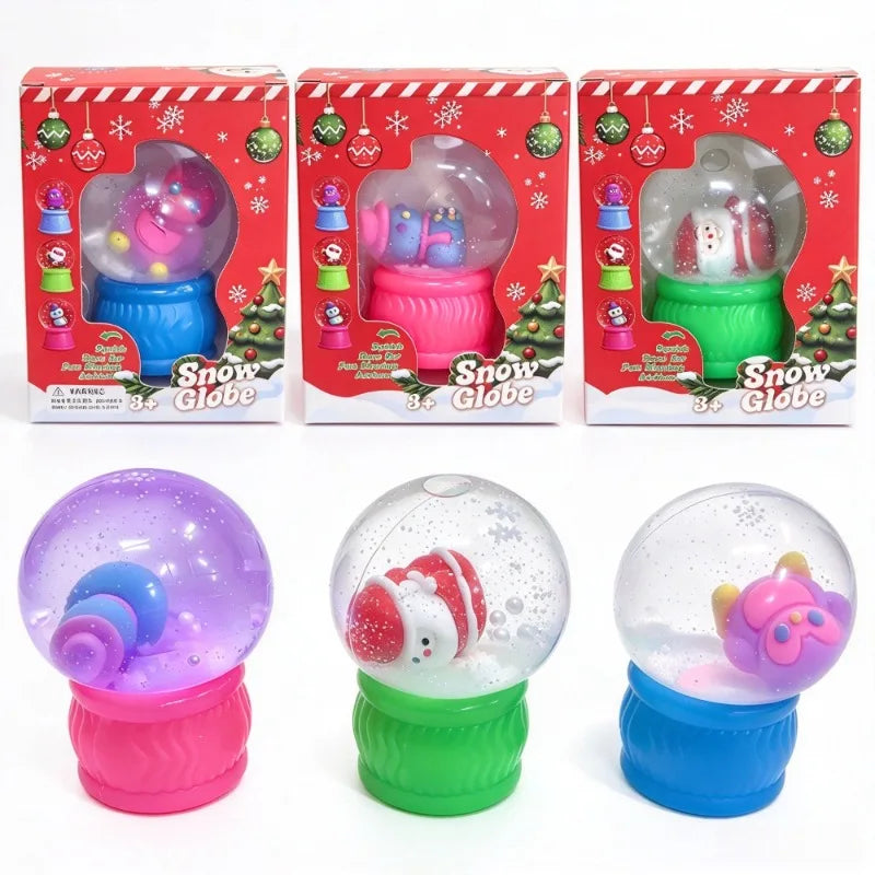 Christmas snow globe squishy sensory toy by HSF Marketplace, soft and squeezable holiday-themed fidget for stress relief.