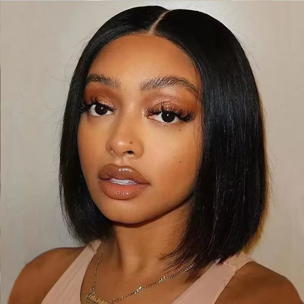 HD lace front human hair wig, 13x4 transparent lace frontal bob, straight 12-inch short bob wig for women by HSF Marketplace
